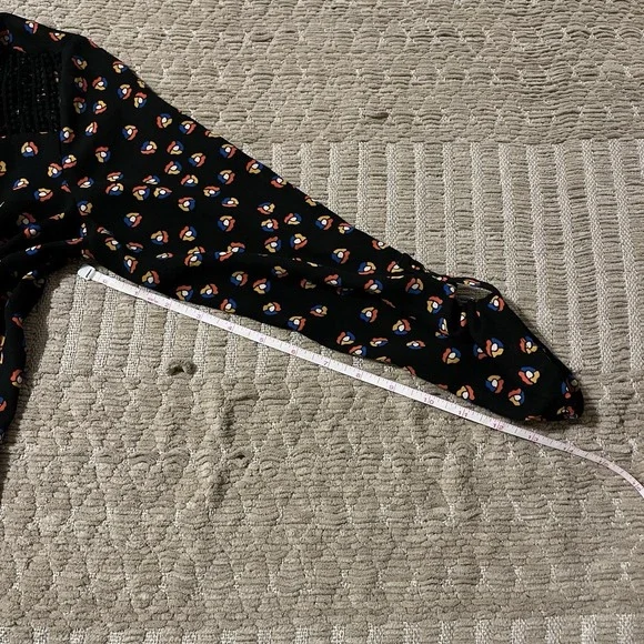 Meadow Rue Anthropologie Women XS Black Printed Crochet Tunic 70s Boho Hippie - Picture 13 of 13